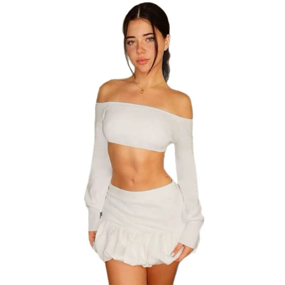 Spring Fashion Sexy Crop Top and Bodycon Mini Skirt Set